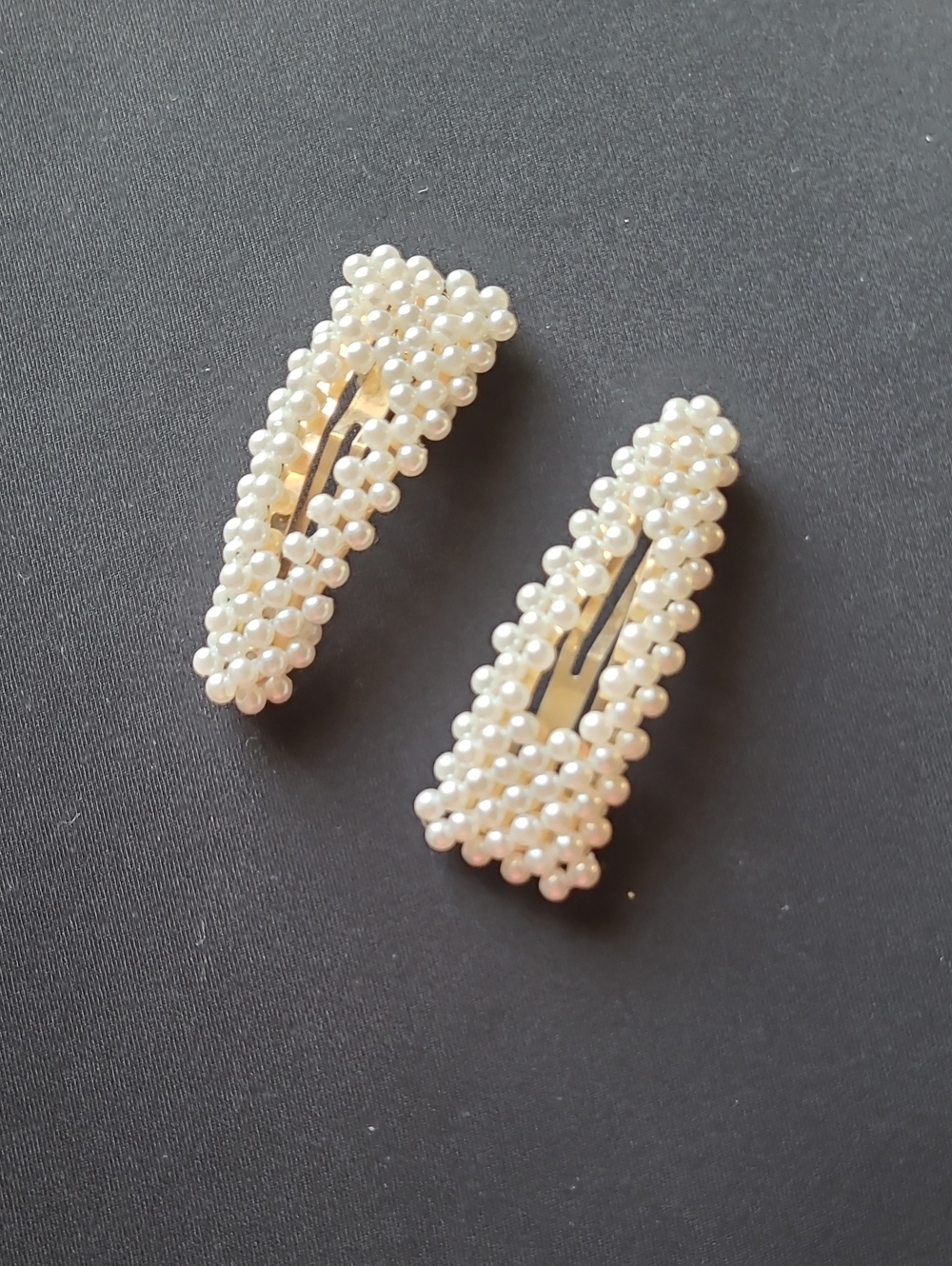 Pearl Beaded Snap Hair Clips - Cream Pearl 2-Pack